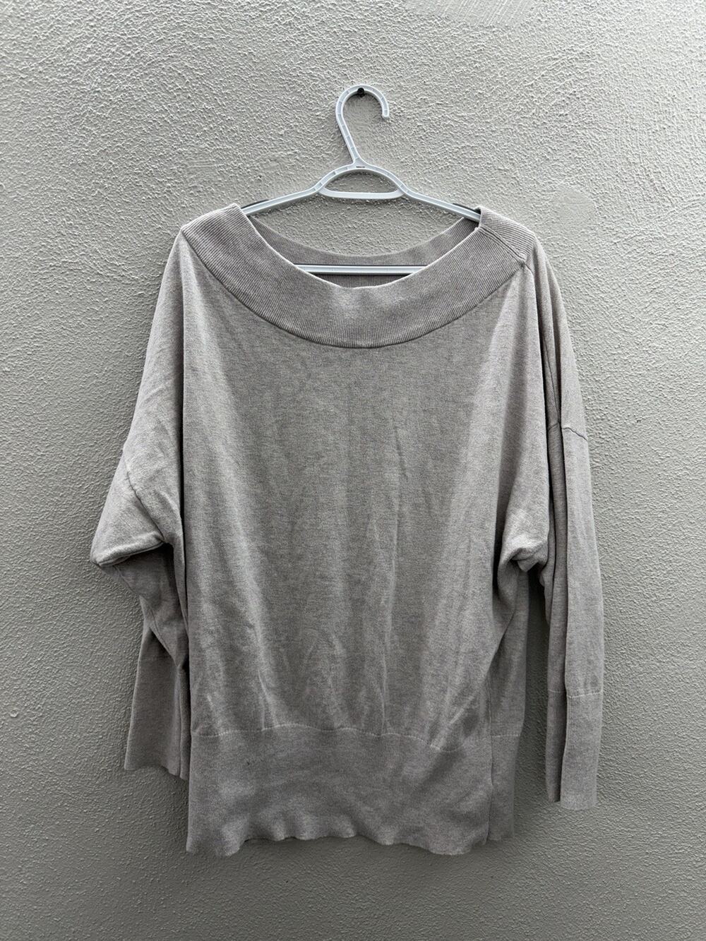 Express Womens Shirt Size Large Tan Long Sleeve Boat Neck